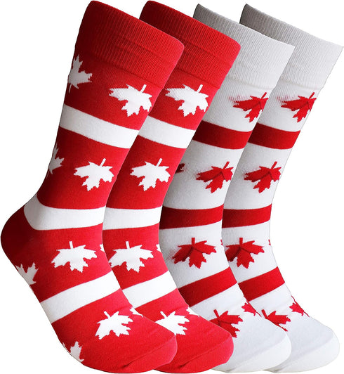 Maple Leaves Canada Unisex Men Women Fun Dress Casual Crew Funny Novelty Socks